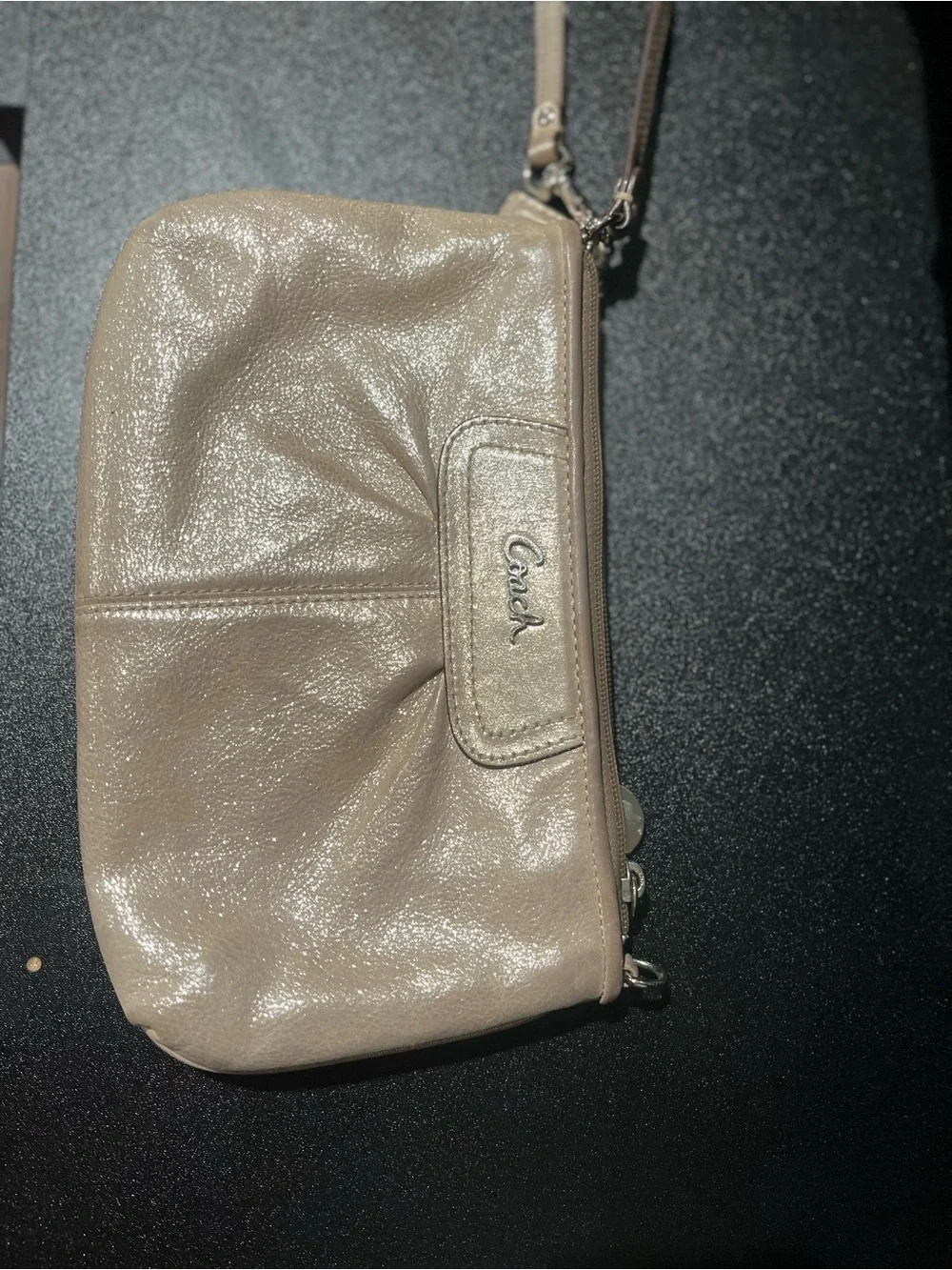 Coach Gold Leather Wristlet Strap
